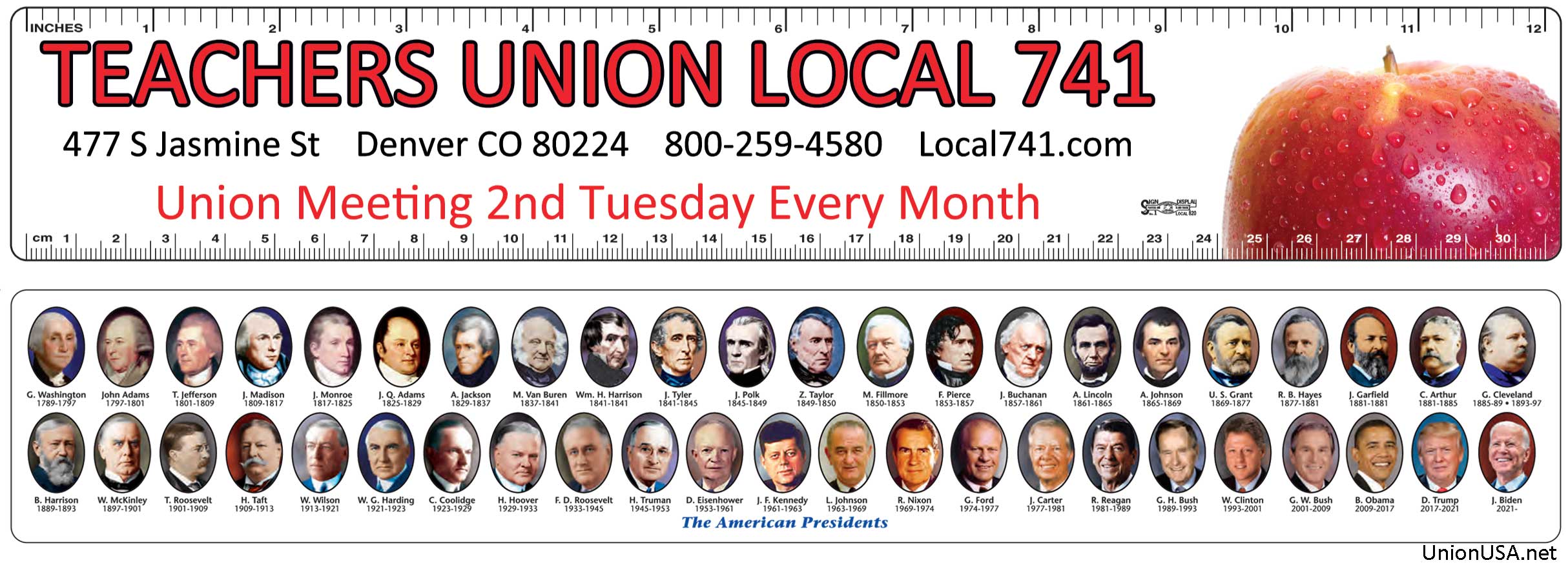 Union Presidential Rulers, Union Made & Union Printed